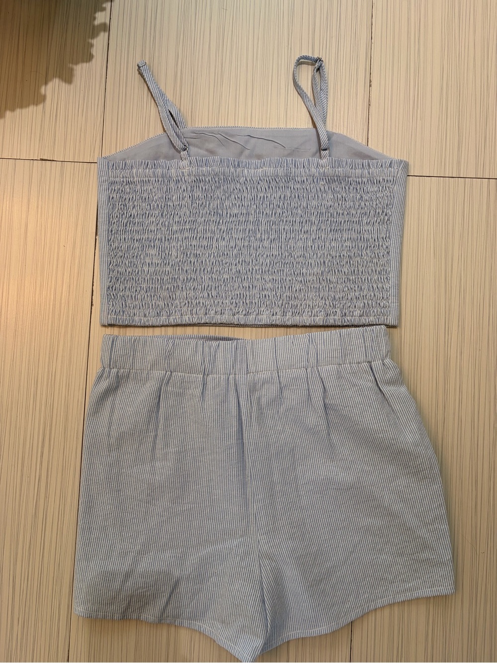 Striped Blue Tie-Waist Skort and Tank Top for Girls - Picture 2 of 8